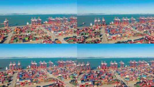 4k广州南沙港货运码头集装箱航拍延时高清在线视频素材下载