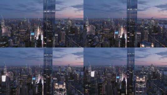 纽约时代广场曼哈顿摩天大楼日落夜景灯光街高清在线视频素材下载