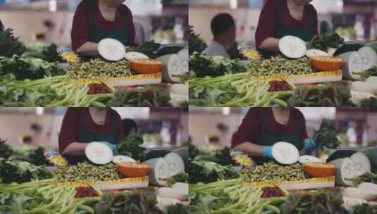菜市场农贸市场卖菜高清在线视频素材下载