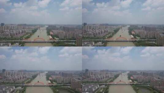 江苏宿迁城市风光京杭大运河桥梁交通城市高清在线视频素材下载