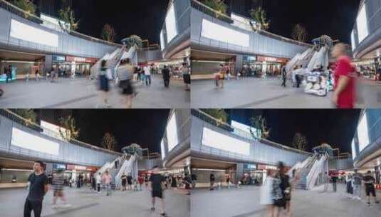临安人民广场购物中心人群人流延时摄影高清在线视频素材下载