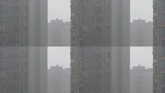 密集高楼住宅大雨高清在线视频素材下载