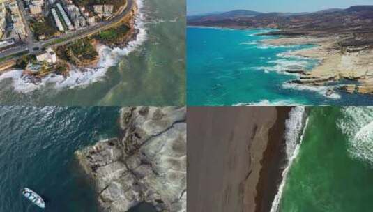 【合集】沙滩海景沿海城市海狮黑沙滩海浪高清在线视频素材下载