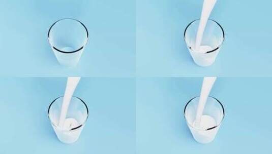 杯子里倒入牛奶的概念动画高清在线视频素材下载