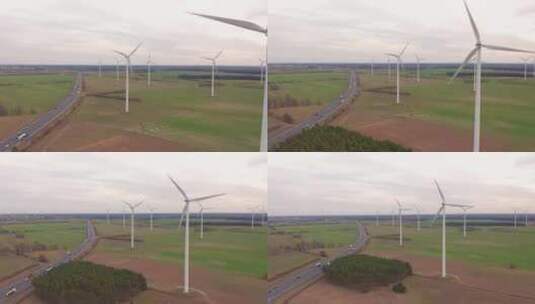 风力发电机  新能源发电 风电产业高清在线视频素材下载