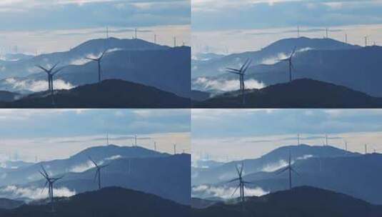 云雾风车风力风能发电高清在线视频素材下载