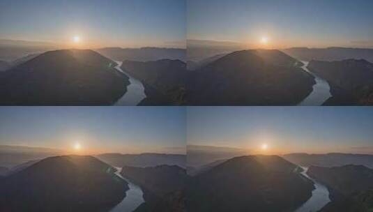 8K巫山巫峡壮丽山河日落延时高清在线视频素材下载