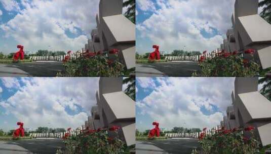 六安平桥雕塑移动延时高清在线视频素材下载
