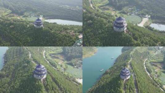 河南省南阳市丹江大观苑自然风景水面航拍高清在线视频素材下载