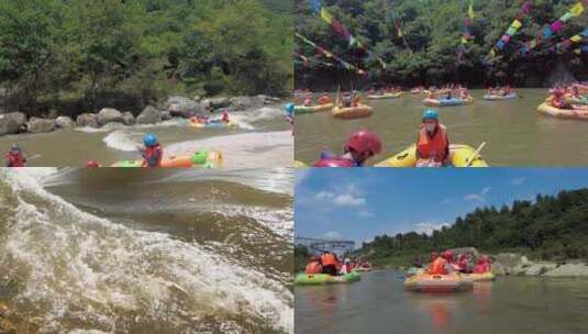 夏天皮划艇漂流 玩水清凉避暑高清在线视频素材下载