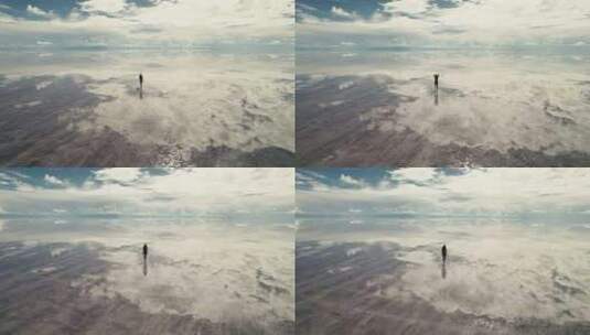 反思，年轻女子，瑜伽，云高清在线视频素材下载