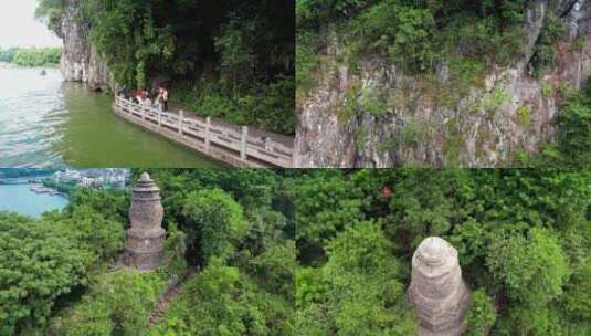 广西桂林象鼻山景区航拍高清在线视频素材下载