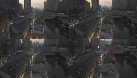 武汉市汉街航拍沙湖汉街夕阳步行街万达广场高清在线视频素材下载