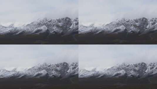 航拍青藏高原青海祁连山脉天境祁连雪山雪景高清在线视频素材下载