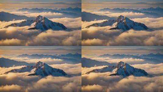 雪山云海壮丽全景高清在线视频素材下载