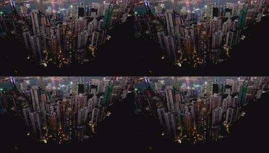 香港 维多利亚港夜景航拍高清在线视频素材下载
