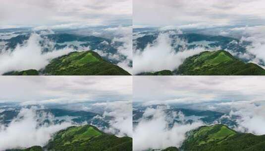 云海中的翠绿山峦壮观景色高清在线视频素材下载