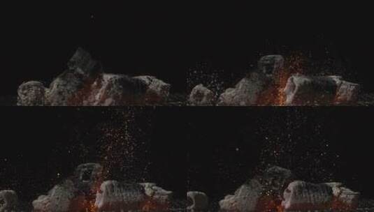 2K高速摄影燃烧的木炭掉落高清在线视频素材下载