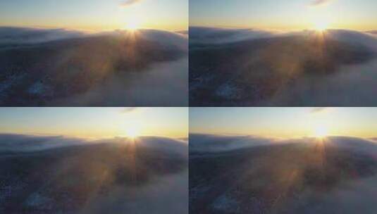 雾凇 日出高清在线视频素材下载