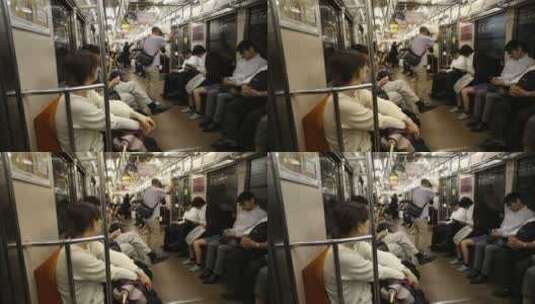 东京地铁上的乘客高清在线视频素材下载