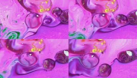 高级紫色流动通透气泡点缀彩色纹理背景高清在线视频素材下载