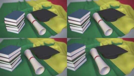 塞内加尔国旗毕业帽和文凭高清在线视频素材下载