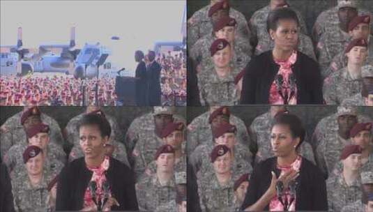 女在军队中演讲高清在线视频素材下载