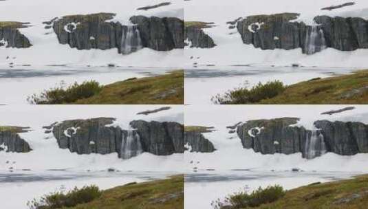 冰岛断崖瀑布高清在线视频素材下载