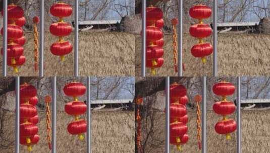 春节民族园挂红灯笼高清在线视频素材下载
