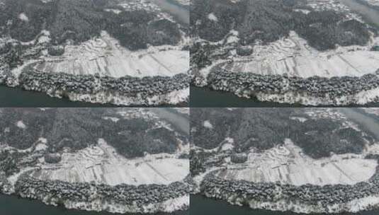 航拍南方冬天雪景高清在线视频素材下载