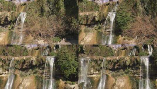 湖南湘西芙蓉镇瀑布流水航拍高清在线视频素材下载
