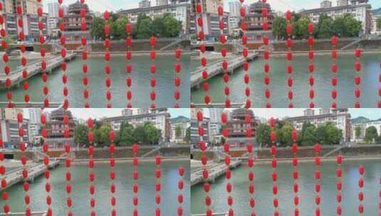 红灯笼装饰—喜庆红色灯笼—传统节日高清在线视频素材下载