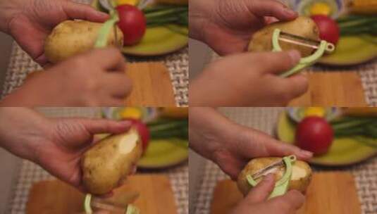 厨师削土豆切土豆条高清在线视频素材下载