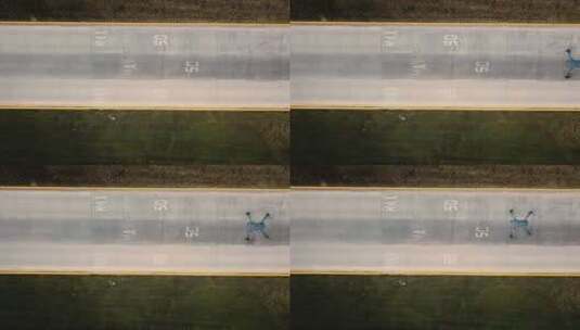 无人驾驶飞机飞越街道高清在线视频素材下载