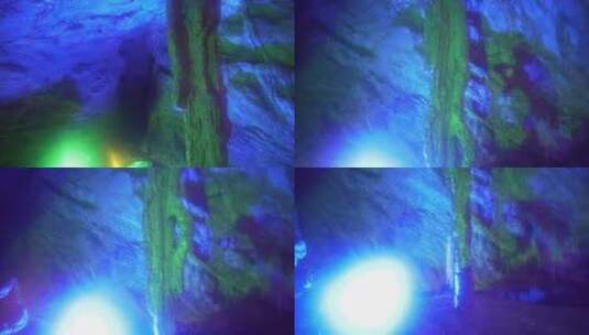 喀斯特地貌钟乳石充水溶洞稳定器拍摄高清在线视频素材下载