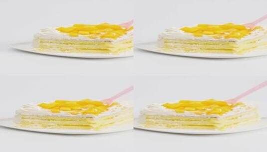 芒果生日蛋糕4k平移镜头高清在线视频素材下载