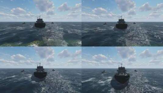 在公海航行的军舰高清在线视频素材下载