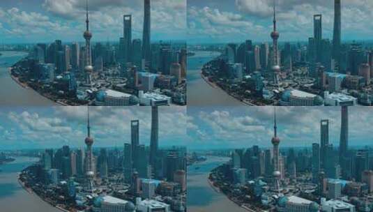 上海三件套延时航拍高清在线视频素材下载