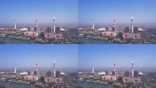 航拍上海外高桥发电厂高清在线视频素材下载