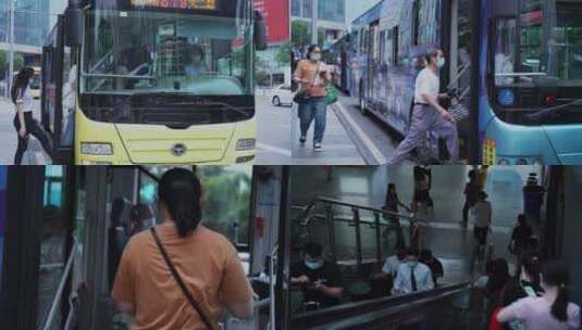 公交车城市交通绿色出行高清在线视频素材下载