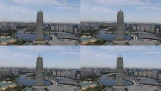 城市航拍河南郑州千玺广场高清在线视频素材下载