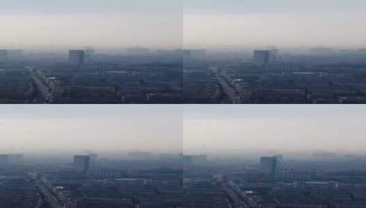 城市航拍南京清晨雾霾天气高清在线视频素材下载