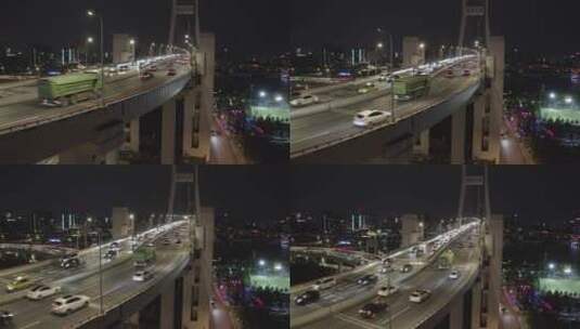 城市 航拍 上海 南浦大桥 交通 车流高清在线视频素材下载
