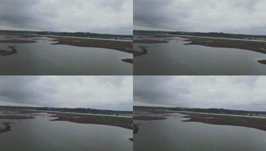 航拍湖南汨罗江湿地公园高清在线视频素材下载