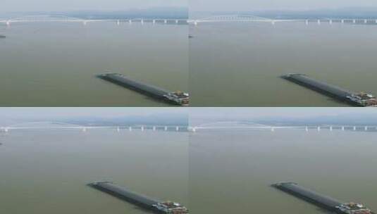 航拍长江水运货船高清在线视频素材下载