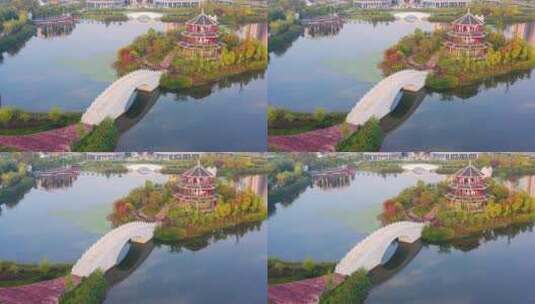 昆明市晋宁区水景公园航拍高清在线视频素材下载
