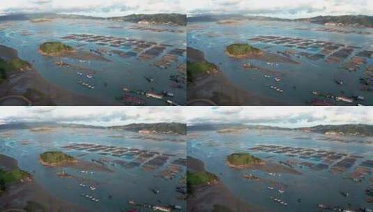 航拍码头渔船海岛全景高清在线视频素材下载