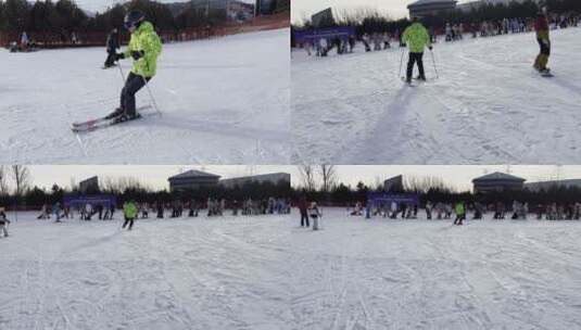 户外滑雪滑雪场滑雪运动滑雪的人高清在线视频素材下载