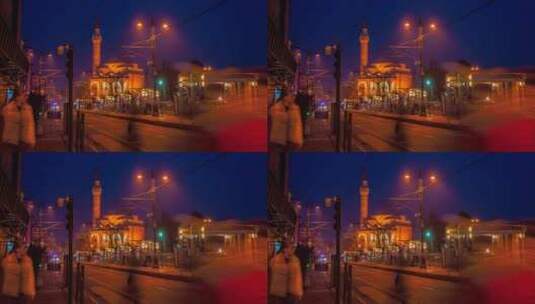 伊斯坦布尔街头夜景高清在线视频素材下载
