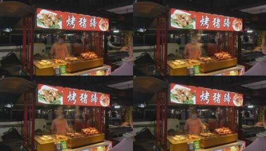 扬州街头夜市美食高清在线视频素材下载